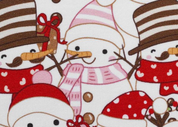 Holly Swafing Weihnachtsstoff, Sweatstoff mit Schneemännern all over für Weihnachtssweater